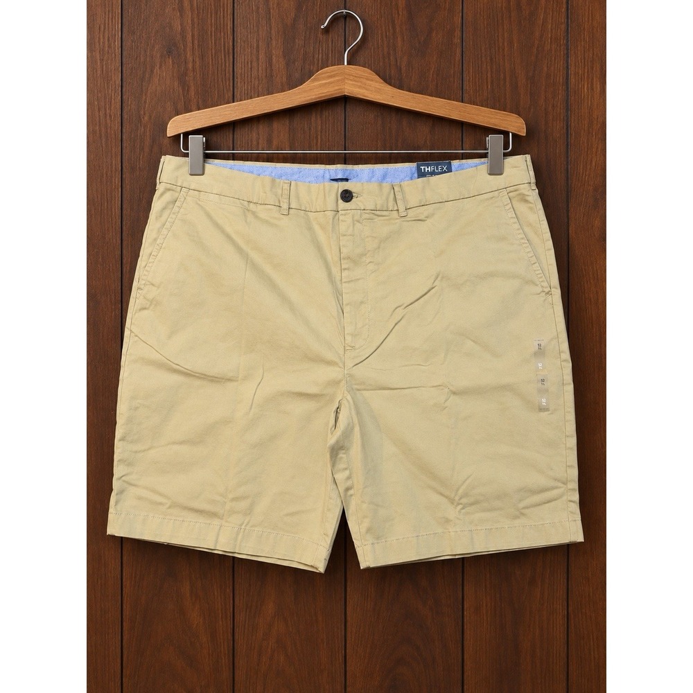Tommy Hilfiger TH Flex Mens Big Tall Chino Shorts 52T Khaki 9" Inseam NWT